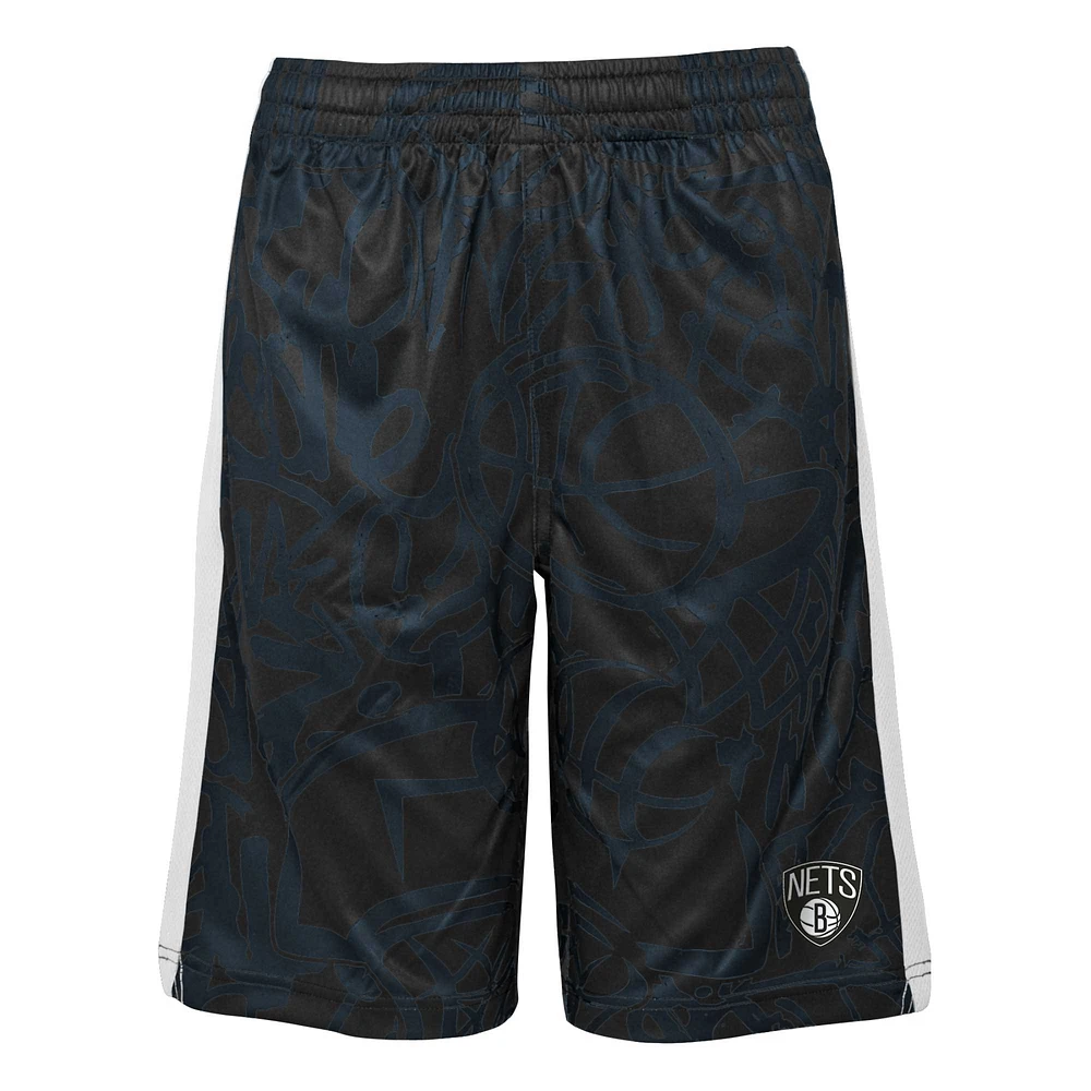 Youth Black Brooklyn Nets Scribble Dribble Baller - Shorts