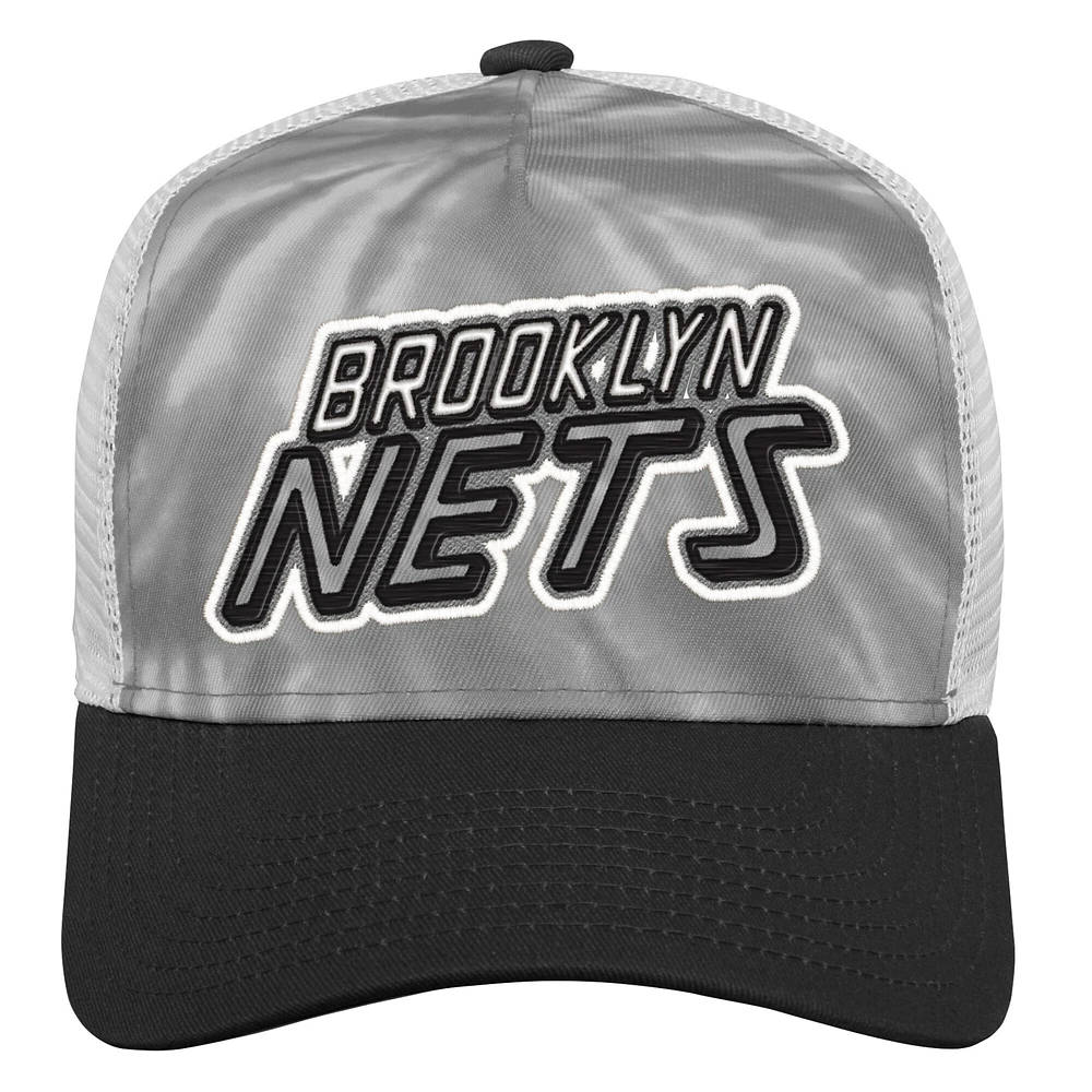 Youth Gray/Black Brooklyn Nets Santa Cruz Tie-Dye - Snapback Hat
