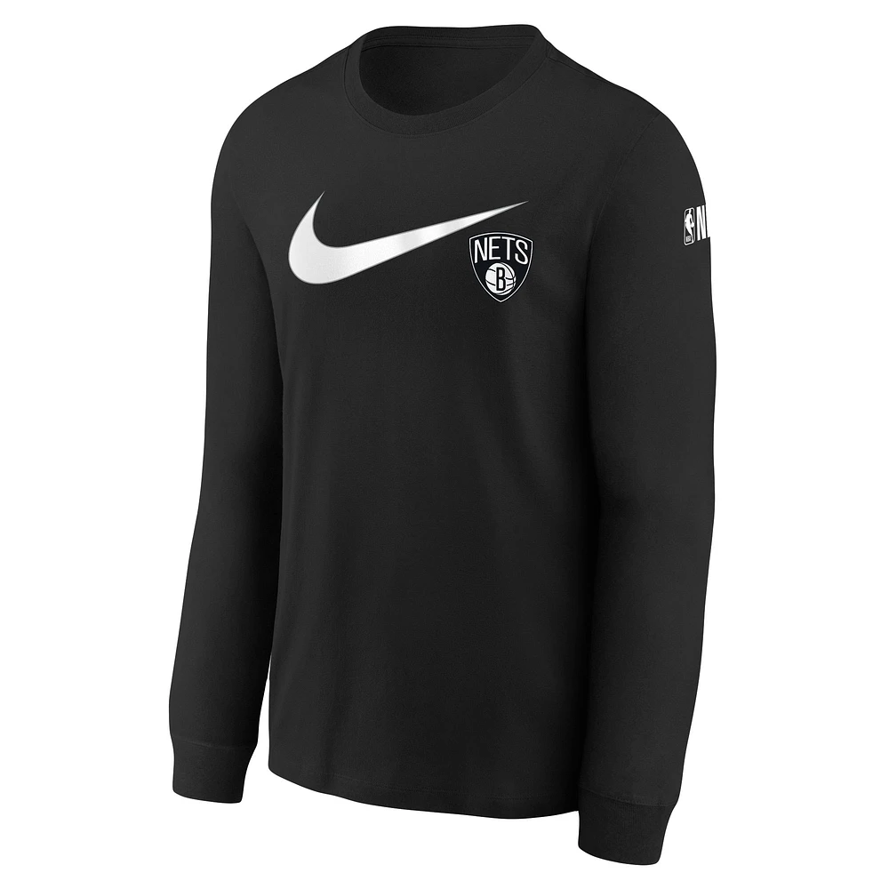Youth Nike Black Brooklyn Nets Swoosh Long Sleeve T-Shirt