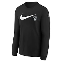 Youth Nike Black Brooklyn Nets Swoosh Long Sleeve T-Shirt