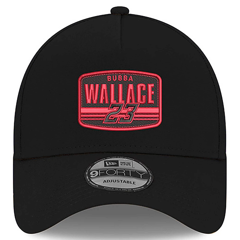 Men's New Era Black Bubba Wallace  9FORTY A-Frame Patch Adjustable Hat
