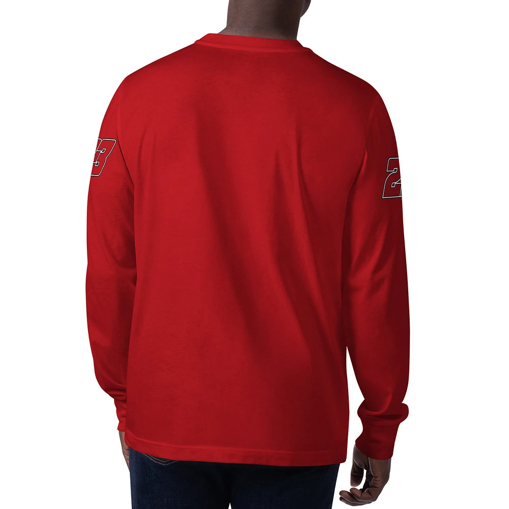 Men's Starter Red Bubba Wallace Clutch Hit Graphic Long Sleeve T-Shirt