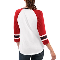 Women's G-III 4Her by Carl Banks White/Red Bubba Wallace Top Team V-Neck 3/4 Sleeve T-Shirt