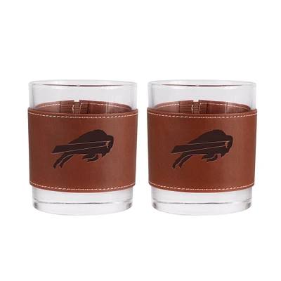Buffalo Bills 2-Pack 12oz Rocks Glass with Leather Wrap