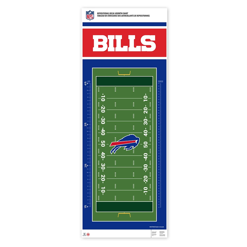 Buffalo Bills - Tableau de croissance des décalcomanies repositionnables sur le terrain de 24'' x 60''