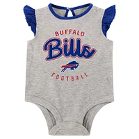 Girls Infant Heather Gray/Royal Buffalo Bills All Dolled Up Three-Piece Bodysuit, Skirt & Booties Set