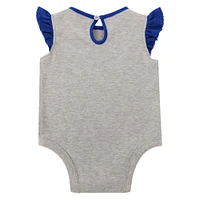 Girls Infant Heather Gray/Royal Buffalo Bills All Dolled Up Three-Piece Bodysuit, Skirt & Booties Set