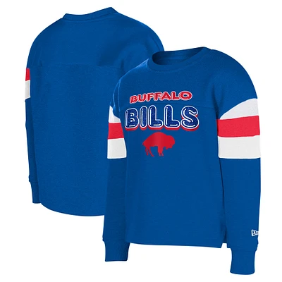 Sweat-shirt à paillettes blocs de couleurs rétro New Era Royal Buffalo Bills pour filles