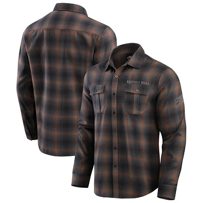 Chemise boutonnée à manches longues classique en flanelle pour homme de la collection Darius Rucker Fanatics, couleur tan Buffalo Bills