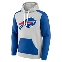Men's Fanatics Silver/Royal Buffalo Bills Big & Tall Team Fleece Pullover Hoodie