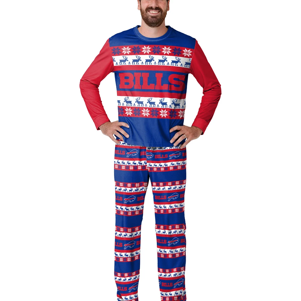 Men's FOCO Royal Buffalo Bills Wordmark Ugly Pajama Set