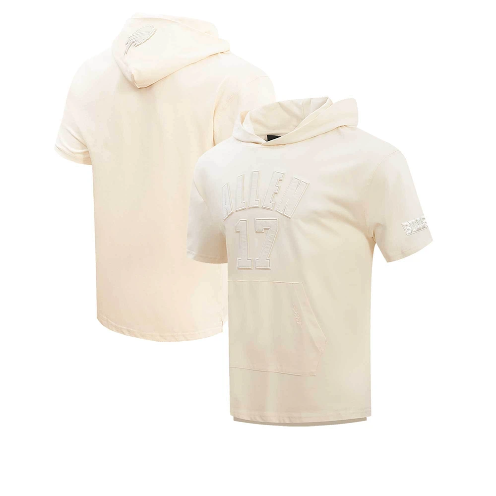 Josh Allen Oatmeal Buffalo Bills Pull à capuche neutre manches courtes pour homme avec nom et numéro