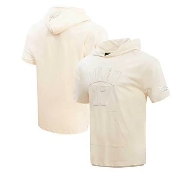 Josh Allen Oatmeal Buffalo Bills Pull à capuche neutre manches courtes pour homme avec nom et numéro