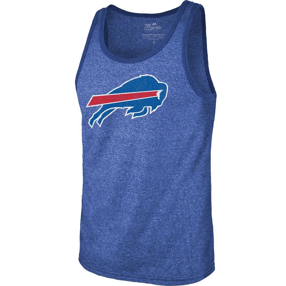 Men's Majestic Threads Josh Allen Royal Buffalo Bills Name & Number Tri-Blend Tank Top