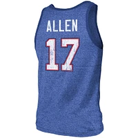 Men's Majestic Threads Josh Allen Royal Buffalo Bills Name & Number Tri-Blend Tank Top
