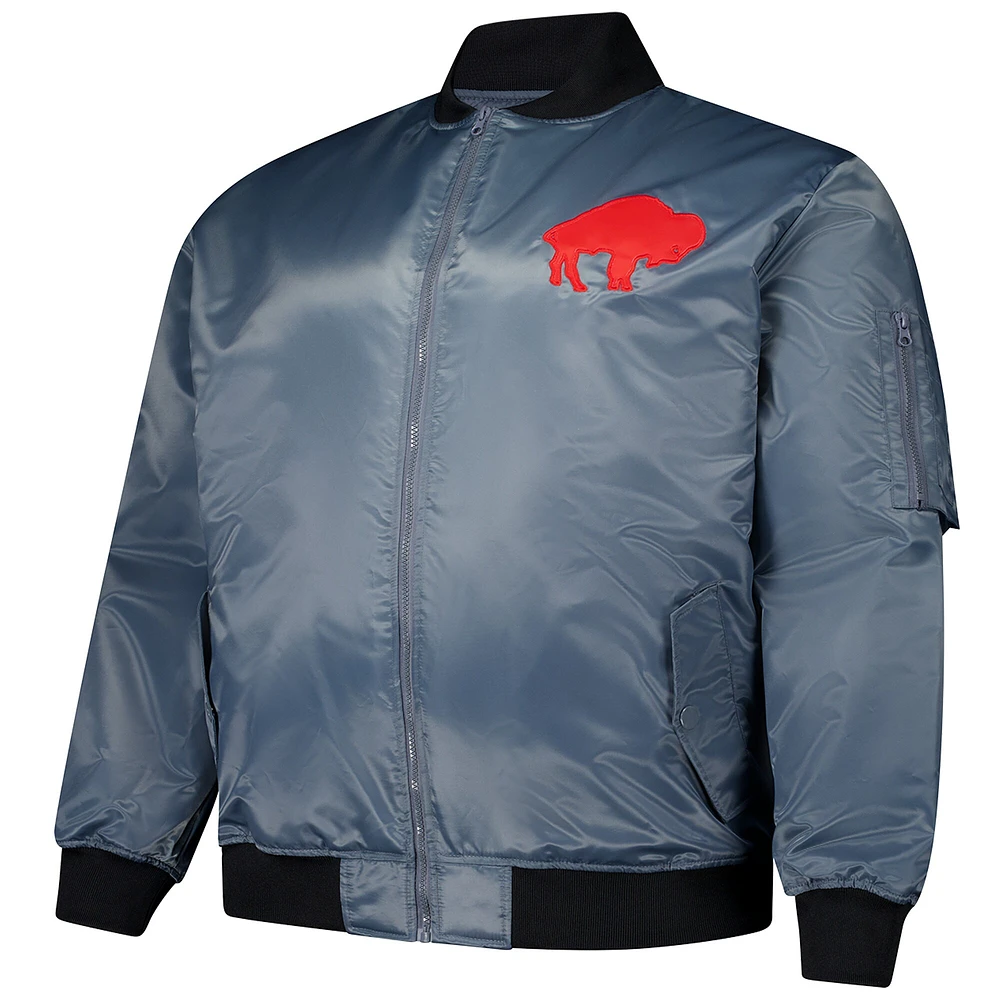 Men's Mitchell & Ness Charcoal Buffalo Bills Big Tall Bomber Full-Zip Jacket