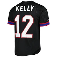 Men's Mitchell & Ness Jim Kelly Black Buffalo Bills Retired Player Name Number Mesh Top