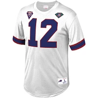 Men's Mitchell & Ness Jim Kelly White Buffalo Bills Retired Player Name Number Mesh Top