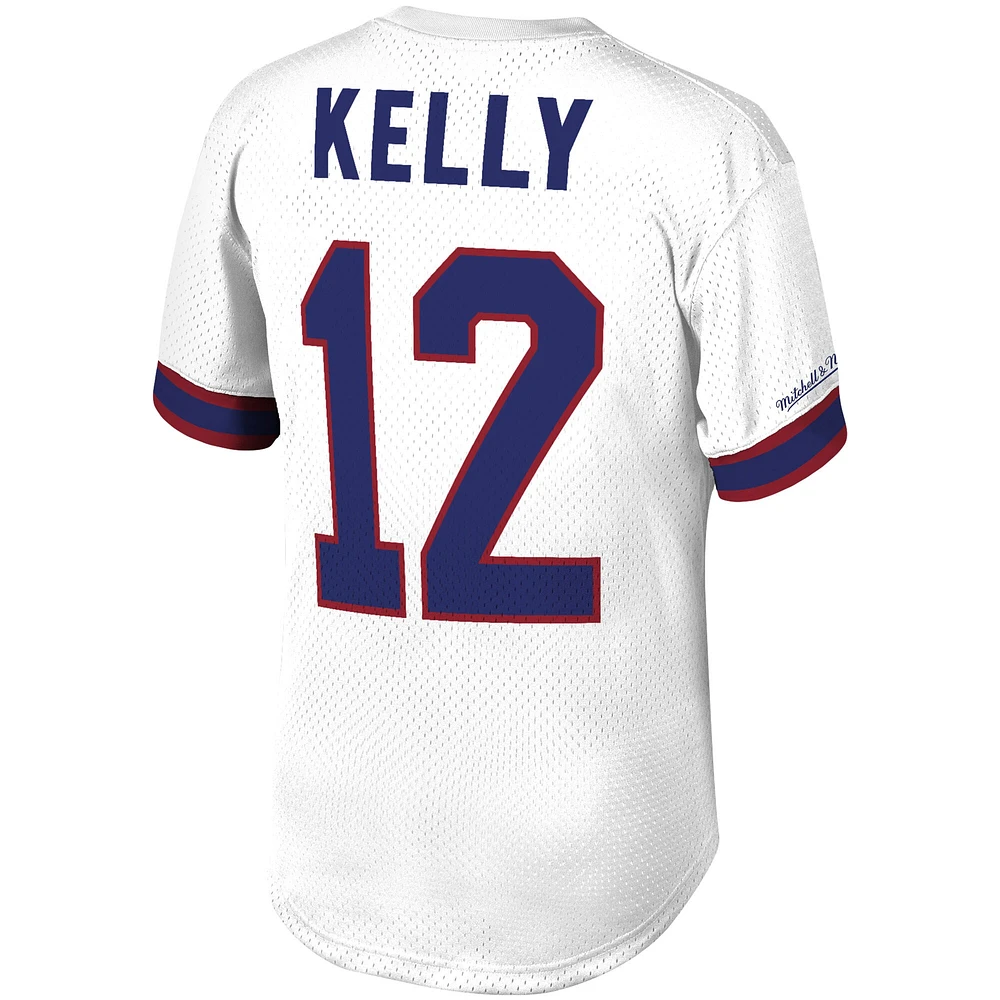 Men's Mitchell & Ness Jim Kelly White Buffalo Bills Retired Player Name Number Mesh Top