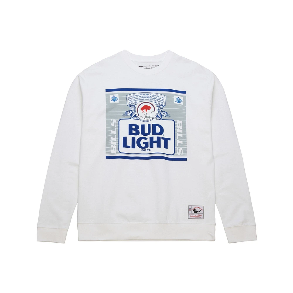 Men's Mitchell & Ness x Bud Light White Buffalo Bills The Crest Pullover Sweatshirt