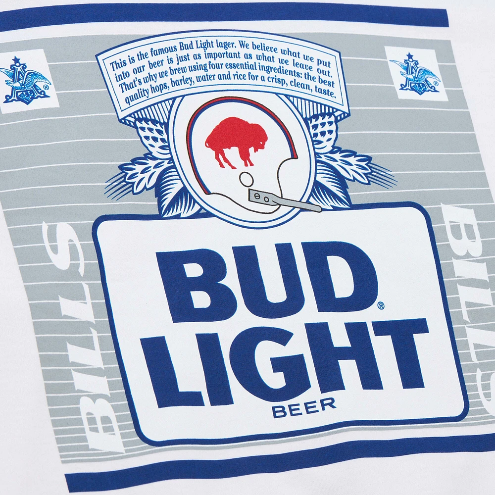 Men's Mitchell & Ness x Bud Light White Buffalo Bills The Crest Pullover Sweatshirt
