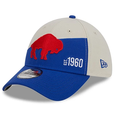 Casquette Flex New Era 2023 Sideline Historic 39THIRTY pour homme, crème/Royal Buffalo Bills