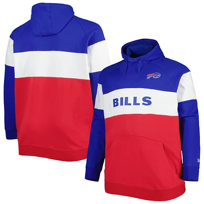 Sweat à capuche raglan New Era Buffalo Bills Big & Tall Current Team en molleton blocs de couleurs rouge pour homme