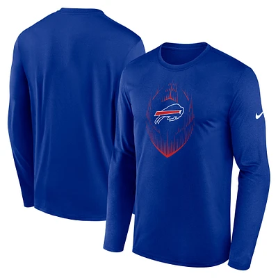 T-shirt Nike Royal Buffalo Bills Icon Legend Performance à manches longues pour homme
