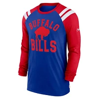 T-shirt à manches longues raglan arc classique Nike Royal Buffalo Bills Rewind pour homme