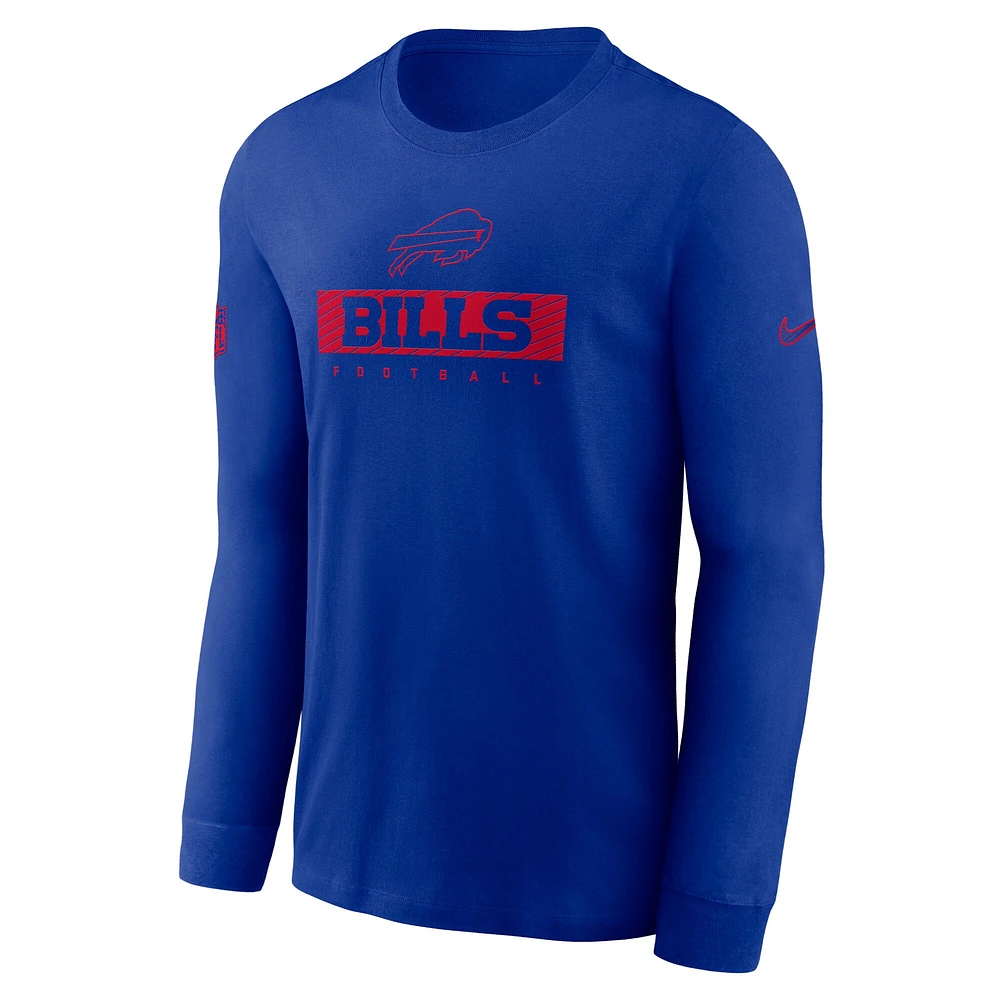 Men's Nike Royal Buffalo Bills Sideline Performance Long Sleeve T-Shirt