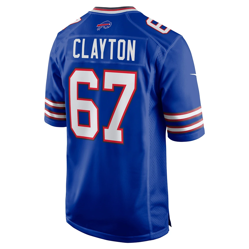 Maillot de match Nike Travis Clayton Royal Buffalo Bills pour homme