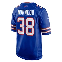Men's Nike Tre Norwood  Royal Buffalo Bills Team Game Jersey