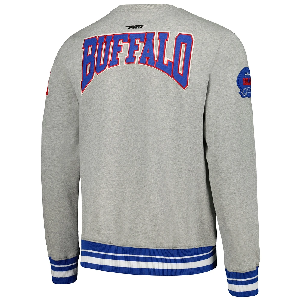 Men's Pro Standard Heather Gray Buffalo Bills Crest Emblem Pullover Sweatshirt
