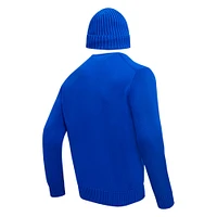 Men's Pro Standard Royal Buffalo Bills Crewneck Pullover Sweater & Cuffed Knit Hat Box Gift Set