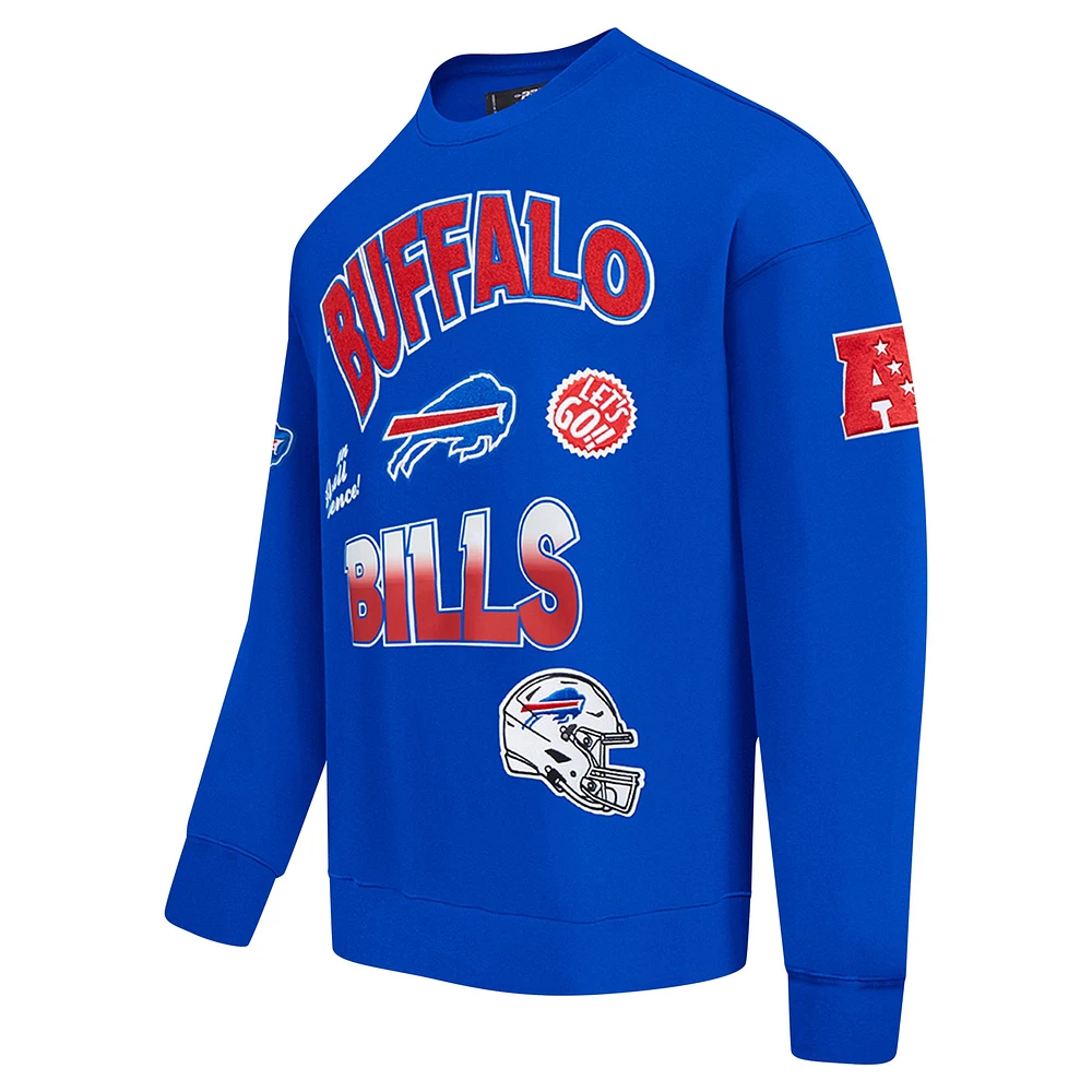 Men's Pro Standard Royal Buffalo Bills Turn It Up Drop Shoulder Pullover Sweatshirt