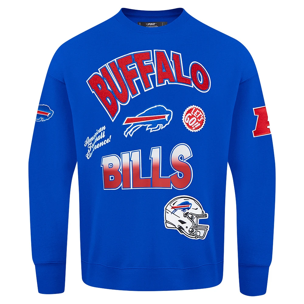 Men's Pro Standard Royal Buffalo Bills Turn It Up Drop Shoulder Pullover Sweatshirt