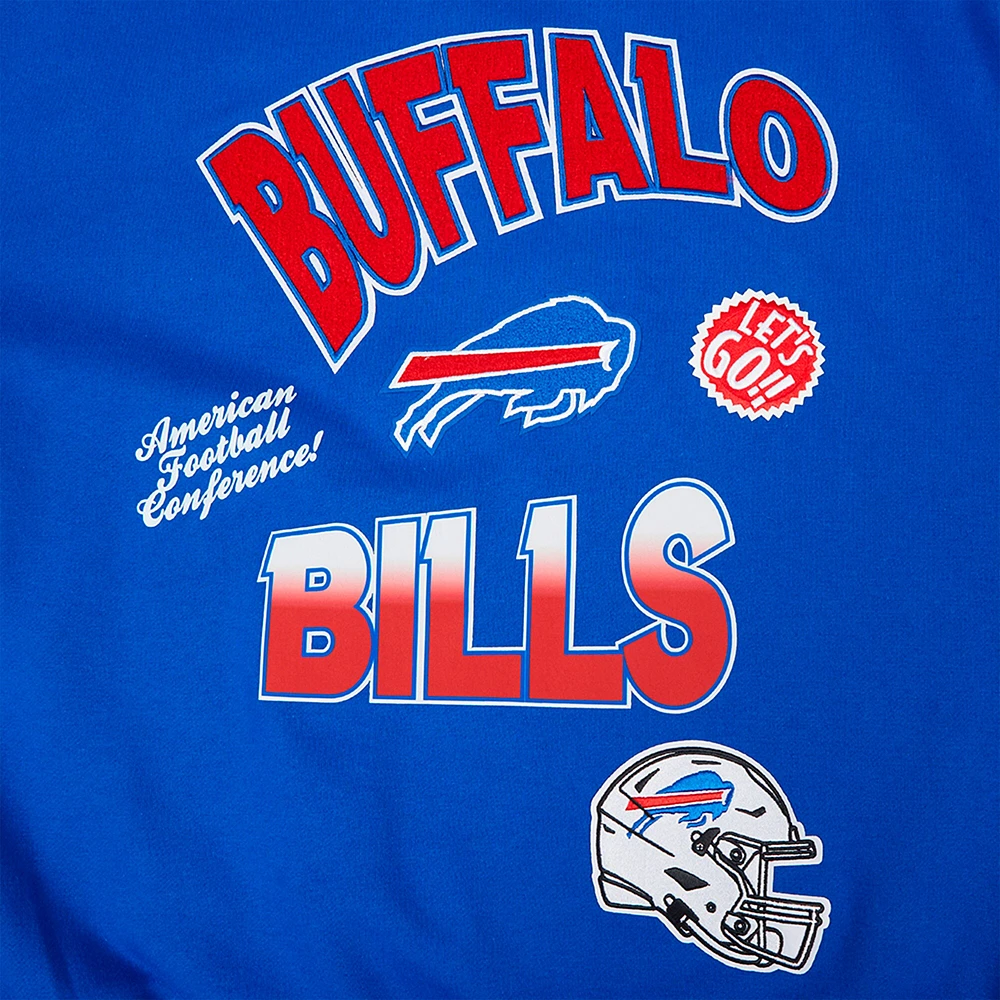 Men's Pro Standard Royal Buffalo Bills Turn It Up Drop Shoulder Pullover Sweatshirt