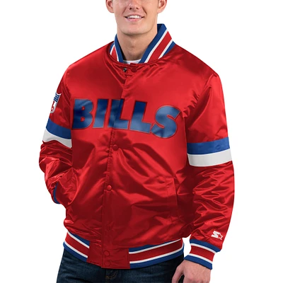 Veste universitaire à bouton-pression en satin pour hommes Starter Red Buffalo Bills Gridiron Classics Home Game