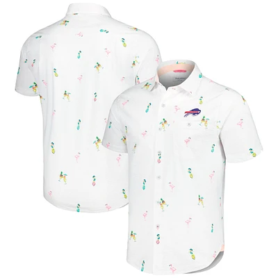 Chemise boutonnée Tommy Bahama Buffalo Bills Nova Wave Flocktail blanche pour hommes
