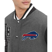 Men's Tommy Hilfiger  Heather Gray/Black Buffalo Bills Gunner Full-Zip Varsity Jacket