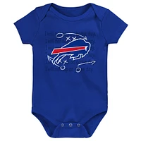 Newborn & Infant Red/Royal/Heather Gray Buffalo Bills Three-Pack Eat, Sleep Drool Retro Bodysuit Set