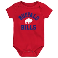 Newborn & Infant Red/Royal/Heather Gray Buffalo Bills Three-Pack Eat, Sleep Drool Retro Bodysuit Set