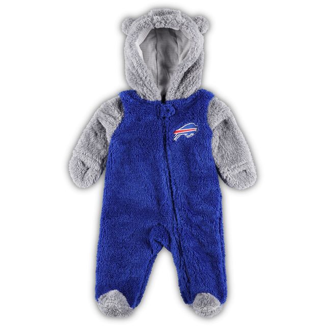 Dormeuse à fermeture éclair complète en polaire Buffalo Bills Game Nap Teddy pour nouveau-né et nourrisson, bleu royal/gris