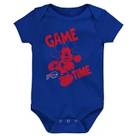 Newborn & Infant Royal/Red/Gray Buffalo Bills Three-Piece Disney Game Time Bodysuit Set