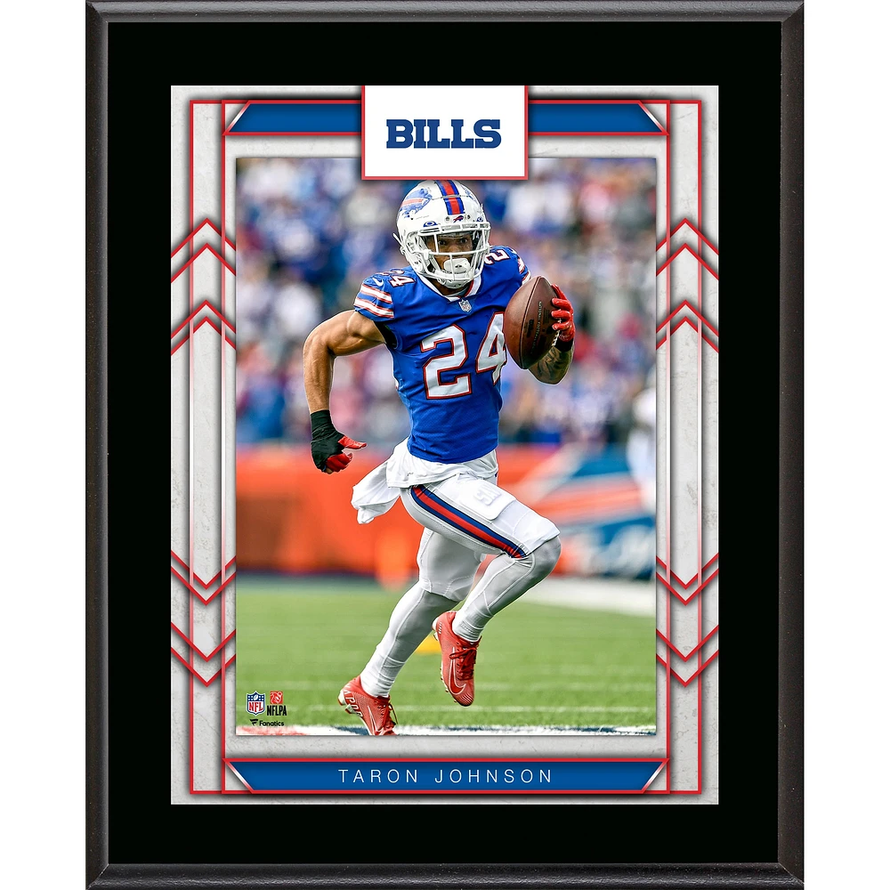 Plaque de joueur sublimée encadrée de 10,5" x 13" de Taron Johnson Buffalo Bills