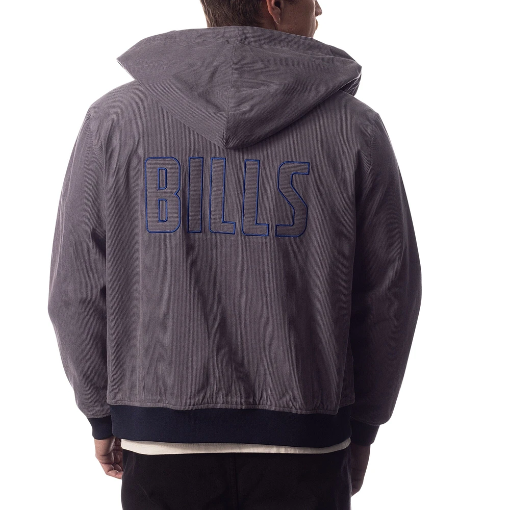 Unisex The Wild Collective Gray Buffalo Bills Corduroy Full-Zip Bomber Hoodie Jacket