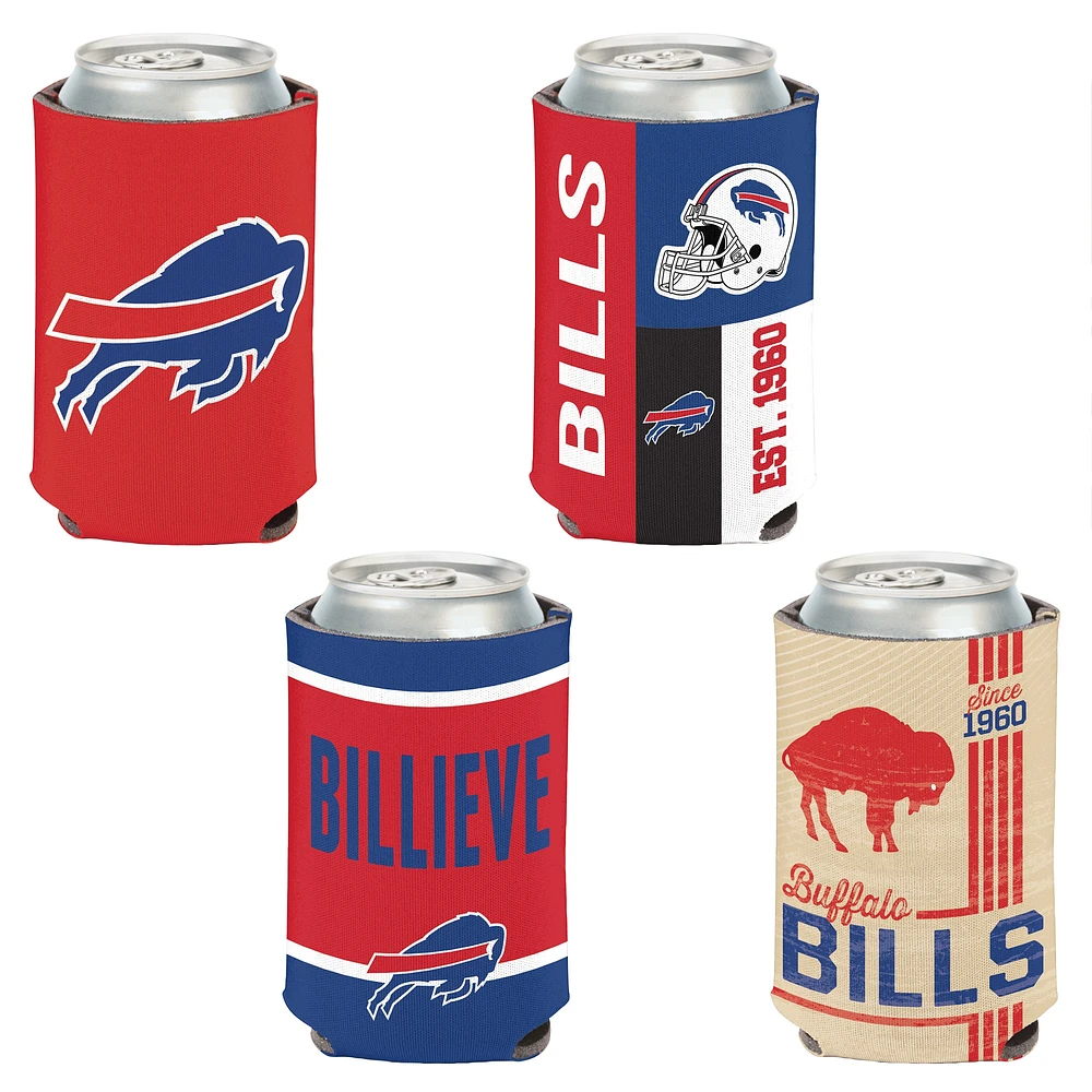 WinCraft Buffalo Bills, paquet de 4, 12 oz. Ensemble refroidisseur de canettes