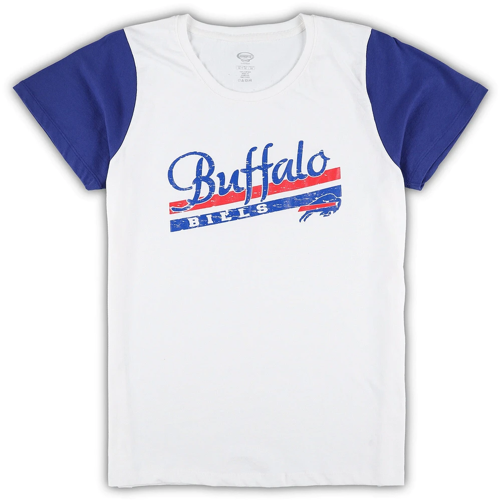Women's Concepts Sport White/Royal Buffalo Bills Plus Downfield T-Shirt & Shorts Sleep Set