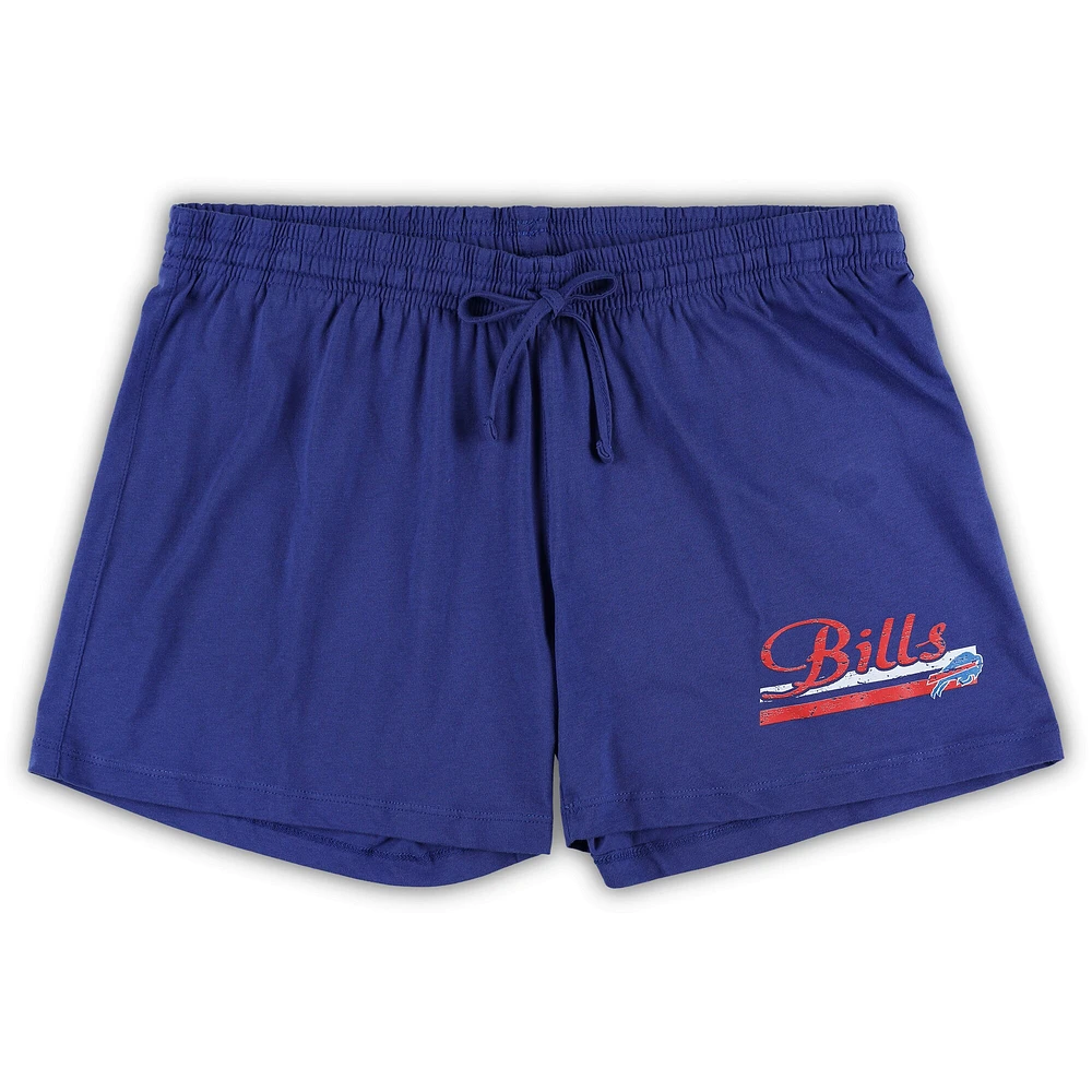 Women's Concepts Sport White/Royal Buffalo Bills Plus Downfield T-Shirt & Shorts Sleep Set