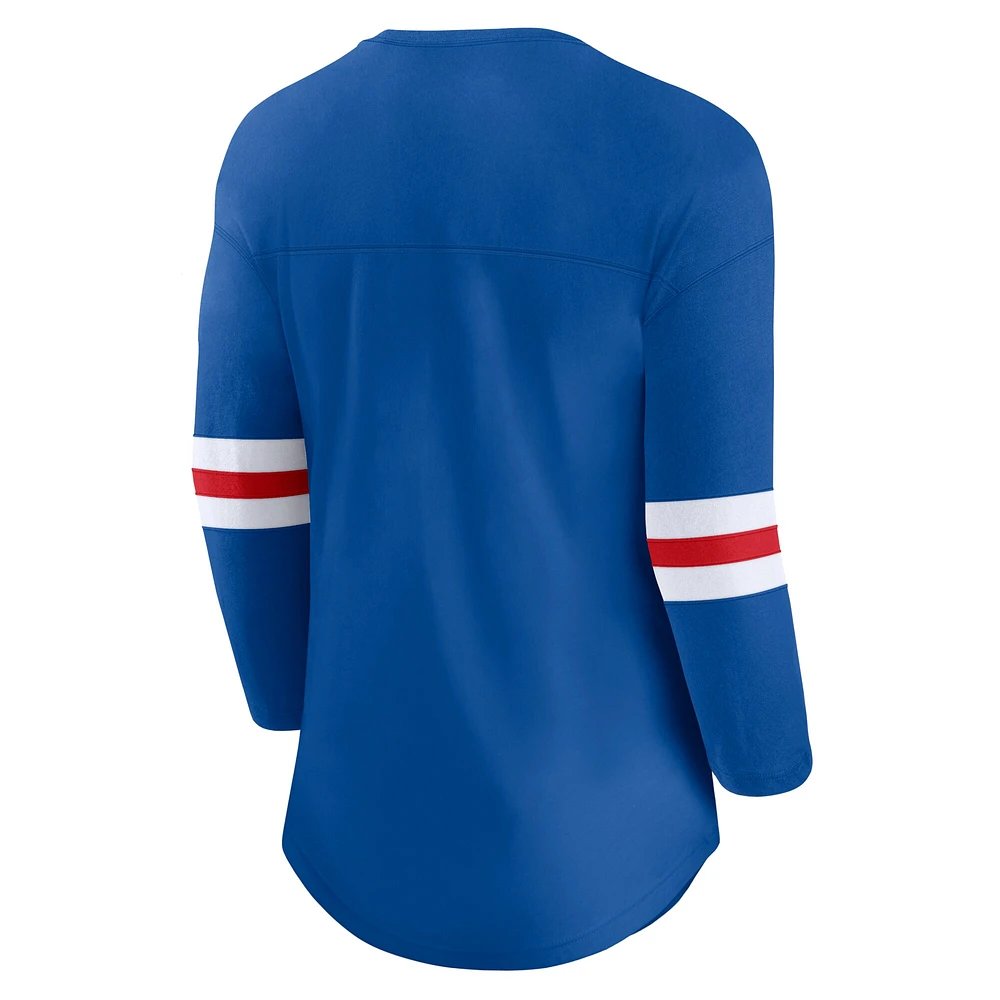 Women's Fanatics Royal Buffalo Bills First Team Arch Logo 3/4 Sleeve T-Shirt